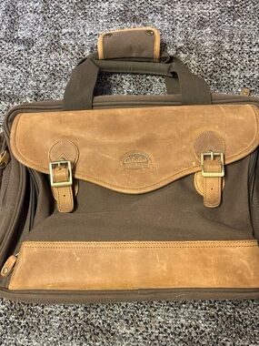 Cabela's Brown Canvas and Tan Leather Laptop Briefcase